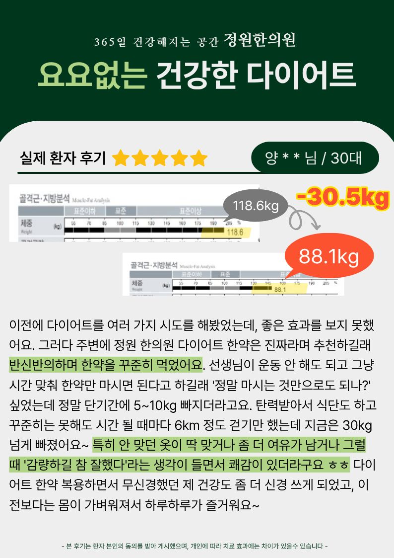체질 맞춤 한약과 식단·걷기 관리를 병행한 다이어트 사례 치료 전