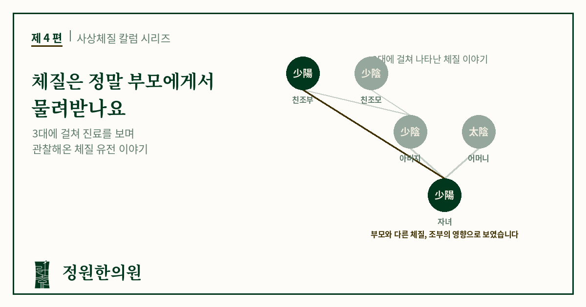 사상4편. 체질은 정말 부모에게서 물려받나요?