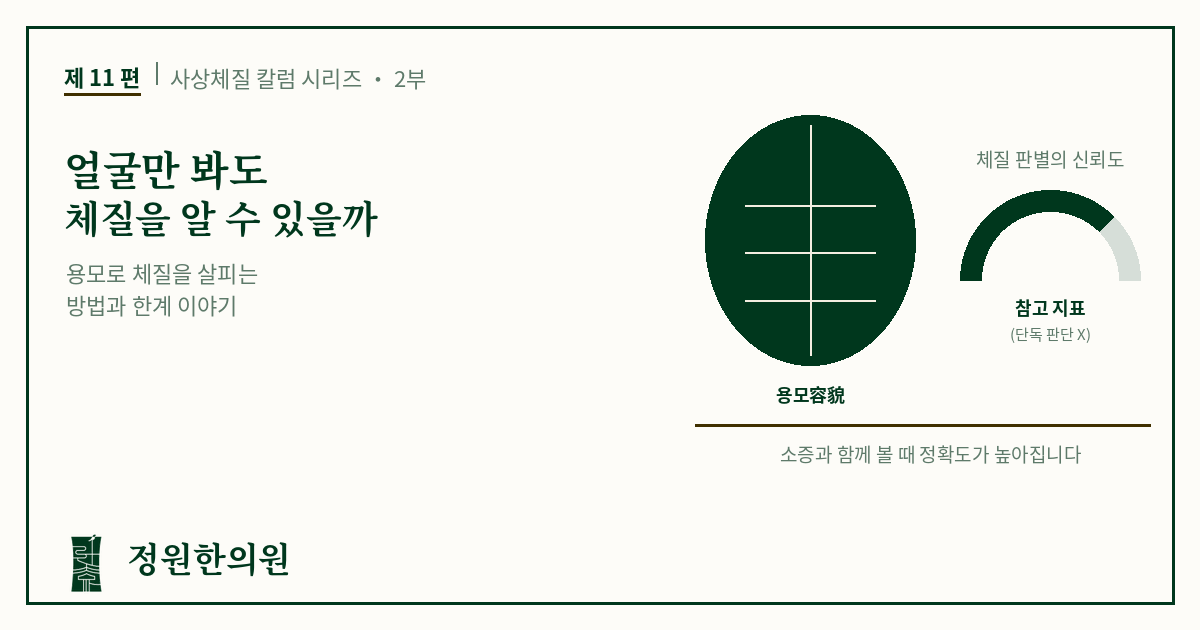 사상11편. 얼굴만 봐도 체질을 알 수 있을까