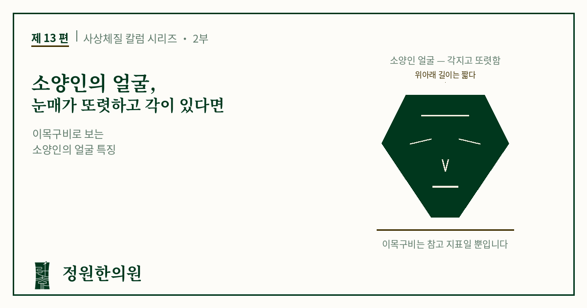 사상13편. 소양인의 얼굴, 눈매가 또렷하고 각이 있다면